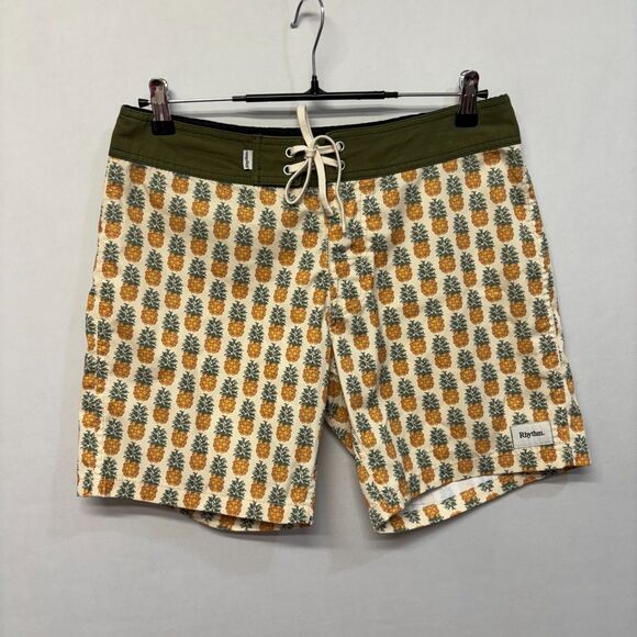 Rhythm Men Swimwear Swim Shorts Trunks Size 30 Pineapple Print D035 -27 - Picture 1 of 16